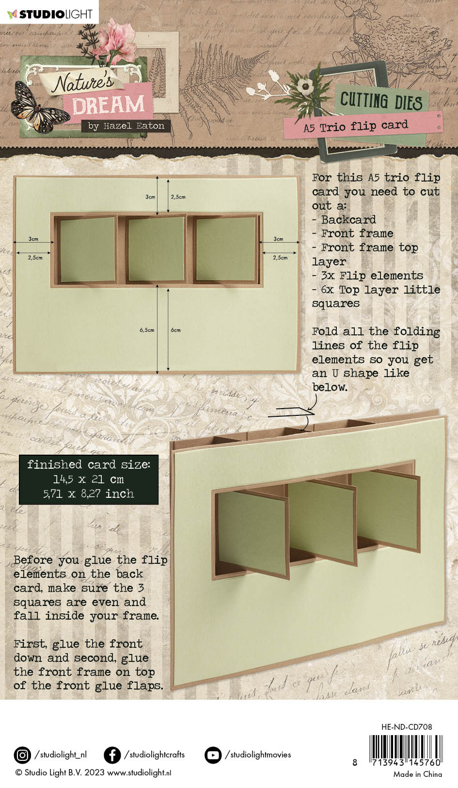 HEN Matrices de découpe A5 Trio Flip Card Natures Dream 145x210x1mm 6 PC nr.708