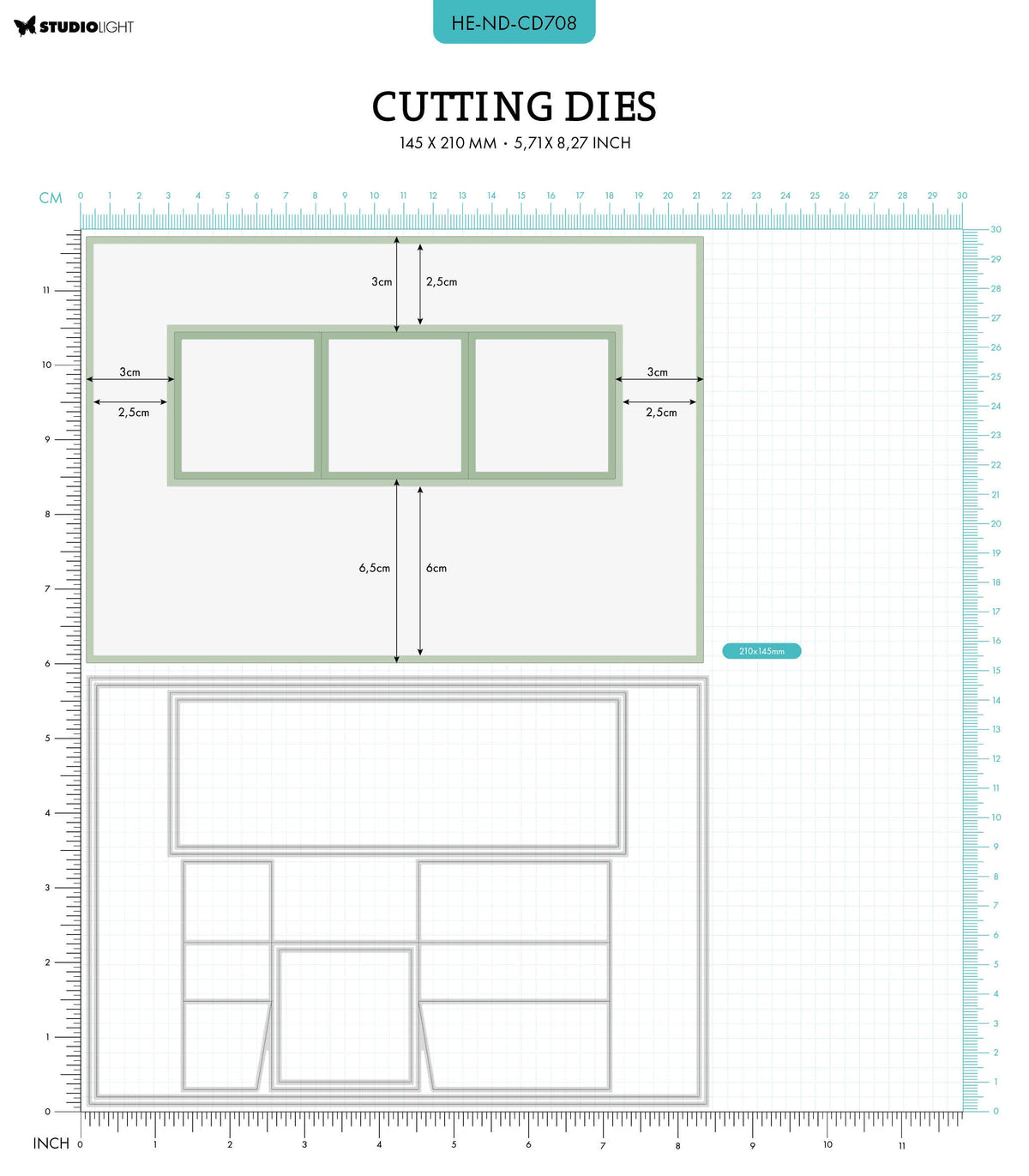 HEN Matrices de découpe A5 Trio Flip Card Natures Dream 145x210x1mm 6 PC nr.708