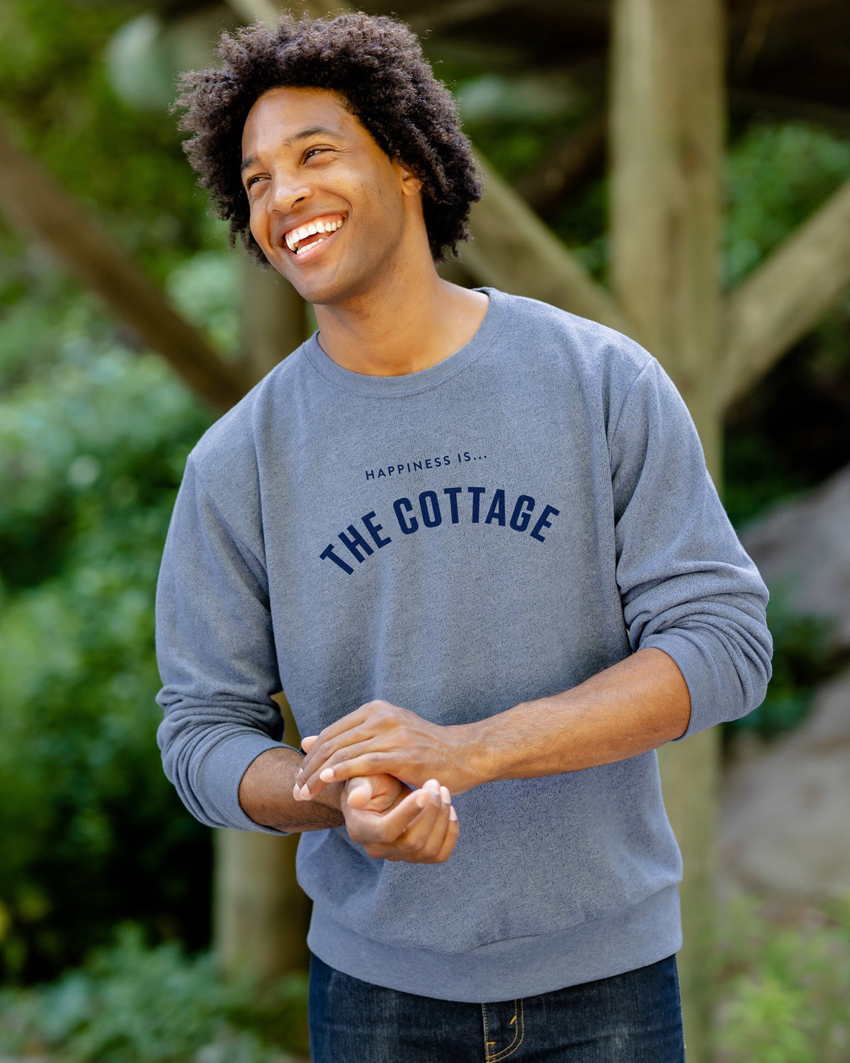 Men's Cottage Collegiate Crew Sweatshirt, Heather Navy