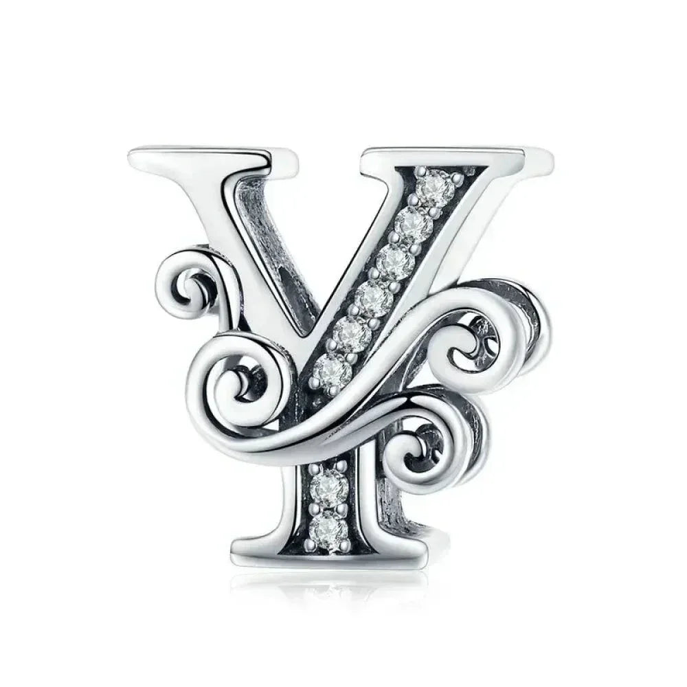 Vintage Openwork 925 Sterling Silver Initial Charm