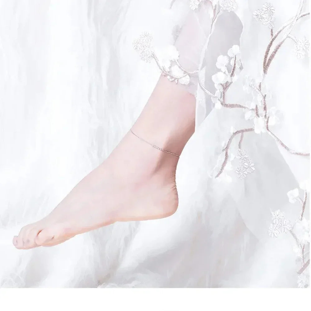 The Delicate 925 Sterling Silver Beaded Anklet