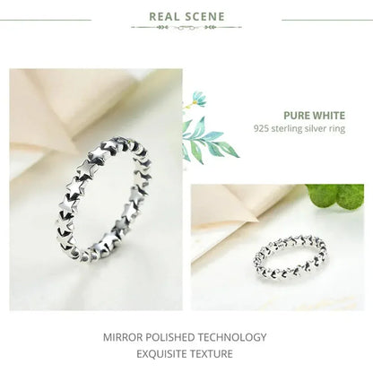 925 Sterling Silver Star & Heart Band Ring