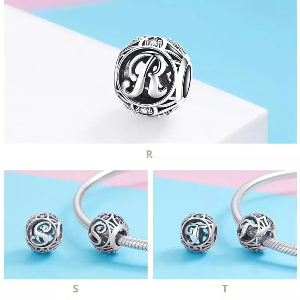 925 Sterling Silver Initial Charm Bead
