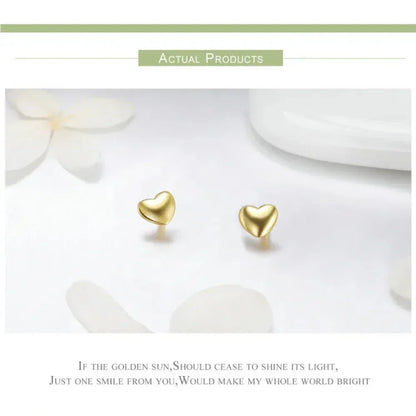 925 Sterling Silver Petite Plain Hearts Stud Earrings | Minimalist Fine jewelry