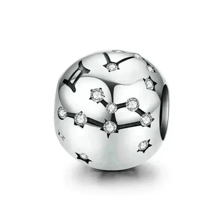 Perles Breloques Vintage en Argent Sterling 925 Signes Astrologiques Douze Constellations pour Bracelet Collier DIY