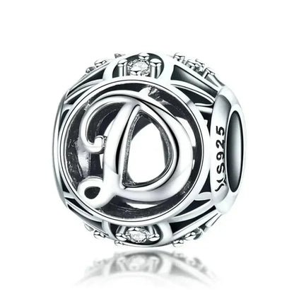 925 Sterling Silver Initial Charm Bead