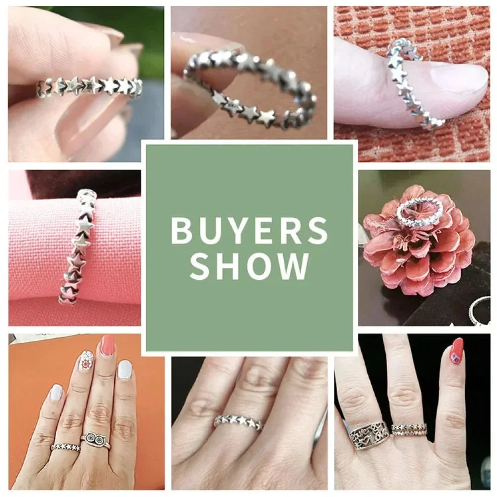 925 Sterling Silver Star & Heart Band Ring