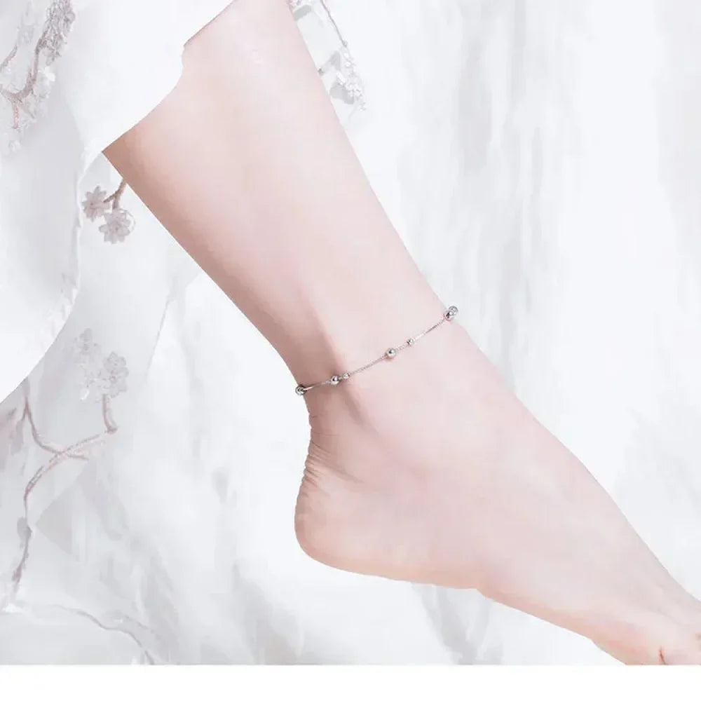 The Minimalist 925 Sterling Silver Bead Anklet