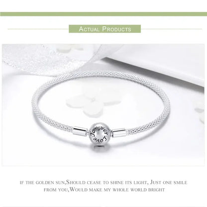 Sterling Silver Mesh Charm Bracelet – “Forever Love” Bead
