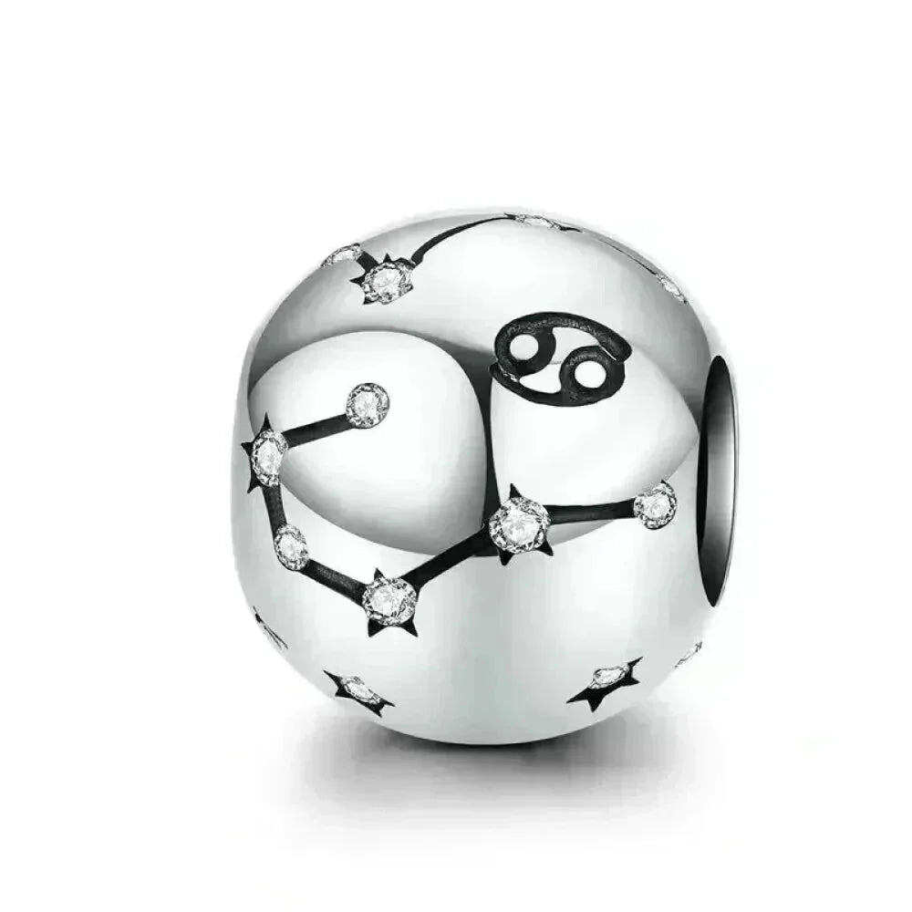 Perles Breloques Vintage en Argent Sterling 925 Signes Astrologiques Douze Constellations pour Bracelet Collier DIY