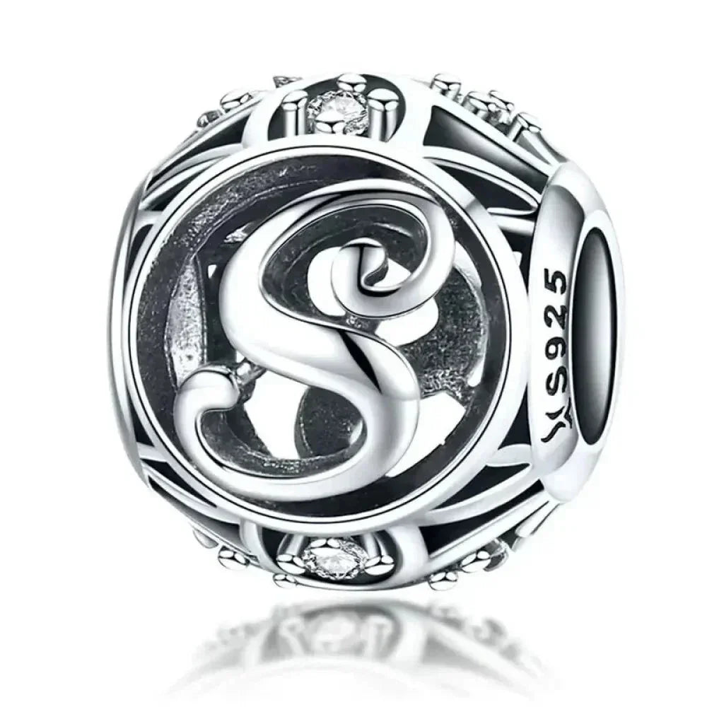 925 Sterling Silver Initial Charm Bead
