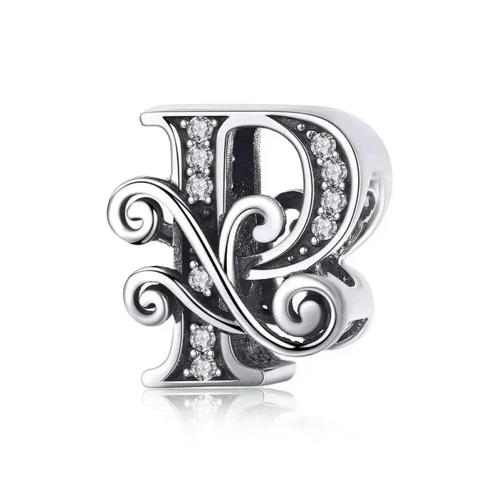 Vintage Openwork 925 Sterling Silver Initial Charm