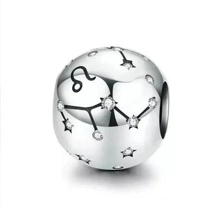 Perles Breloques Vintage en Argent Sterling 925 Signes Astrologiques Douze Constellations pour Bracelet Collier DIY
