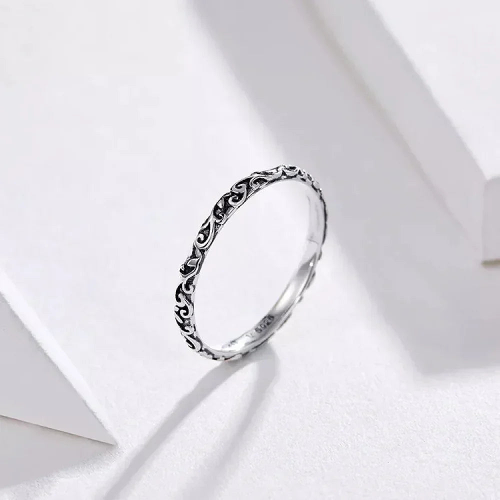 925 Sterling Silver Vintage Embossed Floral Ring