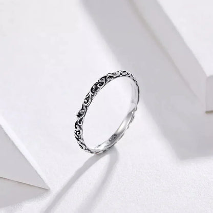 925 Sterling Silver Vintage Embossed Floral Ring