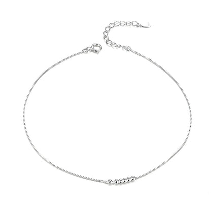 The Delicate 925 Sterling Silver Beaded Anklet