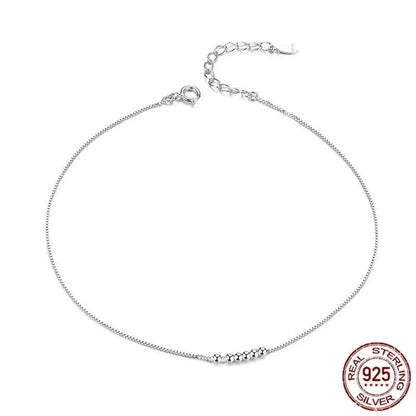 The Delicate 925 Sterling Silver Beaded Anklet
