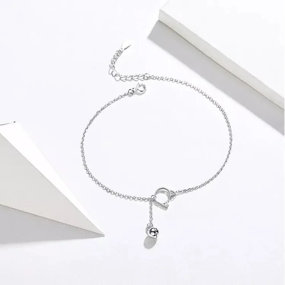 The Whimsical Cat & Bell 925 Sterling Silver Anklet