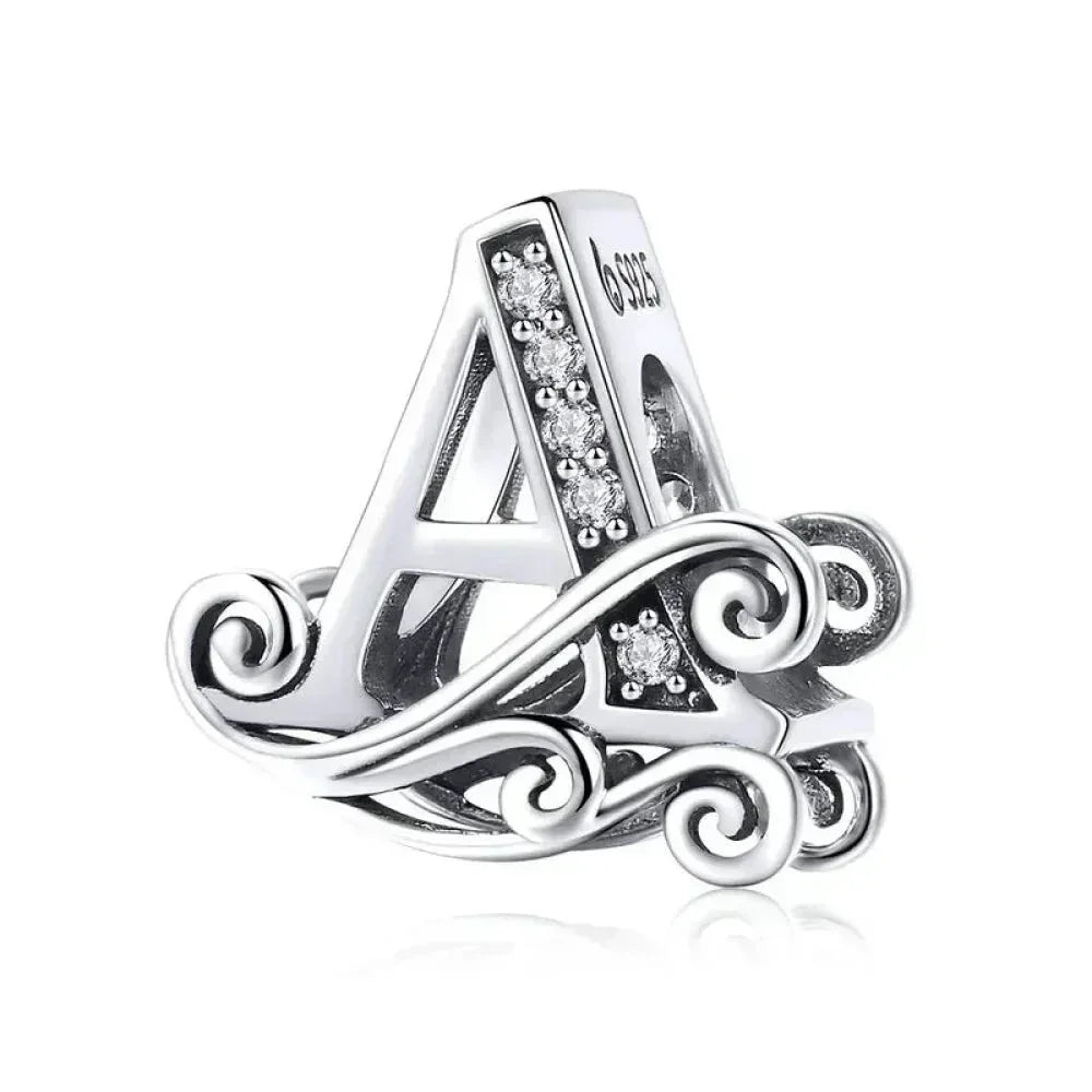 Vintage Openwork 925 Sterling Silver Initial Charm