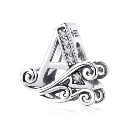 Vintage Openwork 925 Sterling Silver Initial Charm