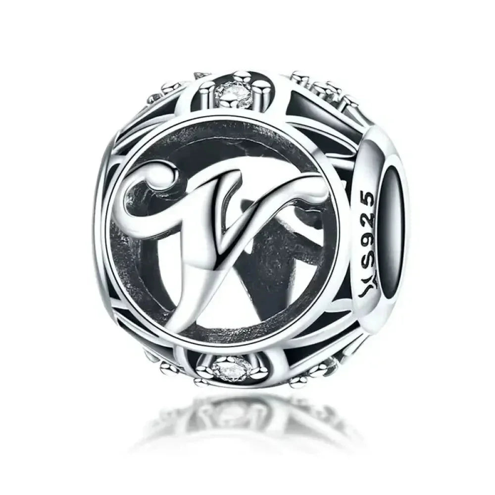 925 Sterling Silver Initial Charm Bead