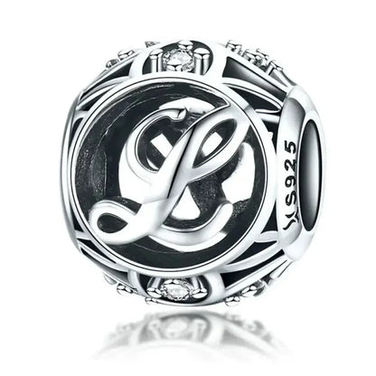 925 Sterling Silver Initial Charm Bead