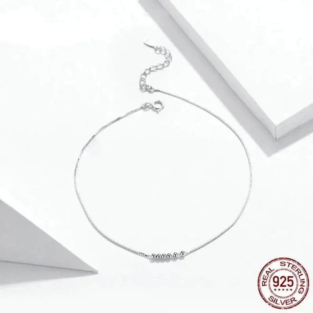 The Delicate 925 Sterling Silver Beaded Anklet