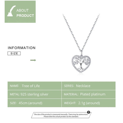 Collier pendentif Arbre de Vie en argent sterling Cœur de la Nature