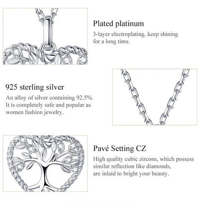 Collier pendentif Arbre de Vie en argent sterling Cœur de la Nature
