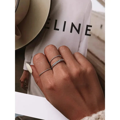 925 Sterling Silver Braided Texture Twisted Eternity Band Stackable Rings - Fine Jewelry