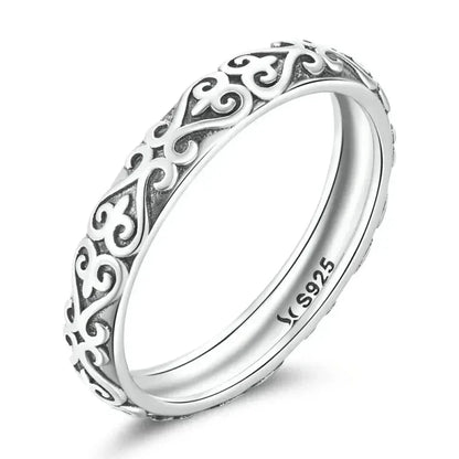 925 Sterling Silver Vintage Embossed Floral Ring