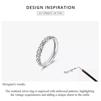 925 Sterling Silver Vintage Embossed Floral Ring
