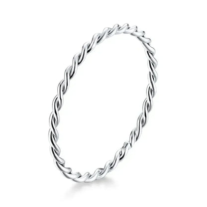 925 Sterling Silver Braided Texture Twisted Eternity Band Stackable Rings - Fine Jewelry