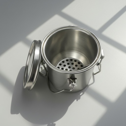 Stainless Brush Washer With Air-Tight Lid With Removable Screen