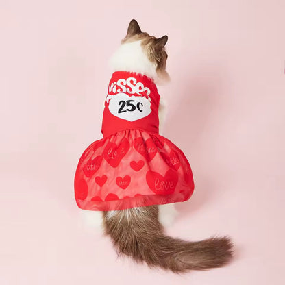 25¢ Kisses Valentine Dog Dress – Red Heart Puppy Outfit