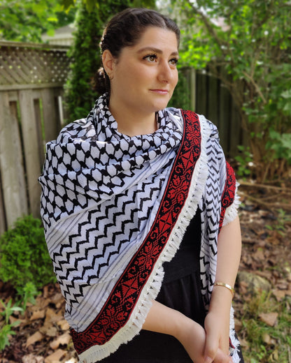 Najma Tatreez Shawl (Keffiyeh) | Handmade Tassels
