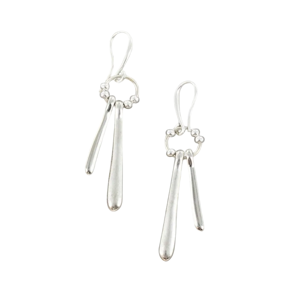 Boucles d'oreilles pendantes doubles en plaqué argent