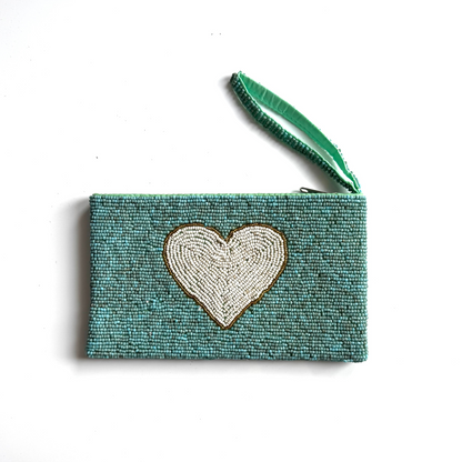 Beaded Heart Clutch