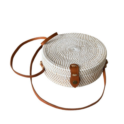 Sac à main rond en rotin - Blanc