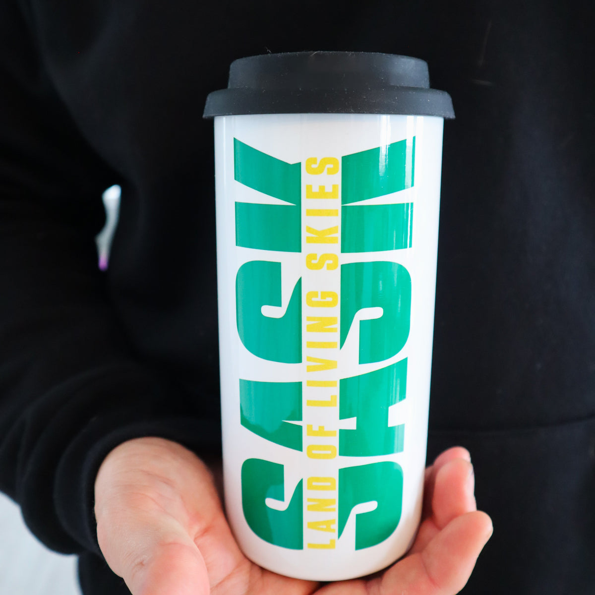 SASK Le pays des cieux vivants Gobelet en acier inoxydable de 16 oz