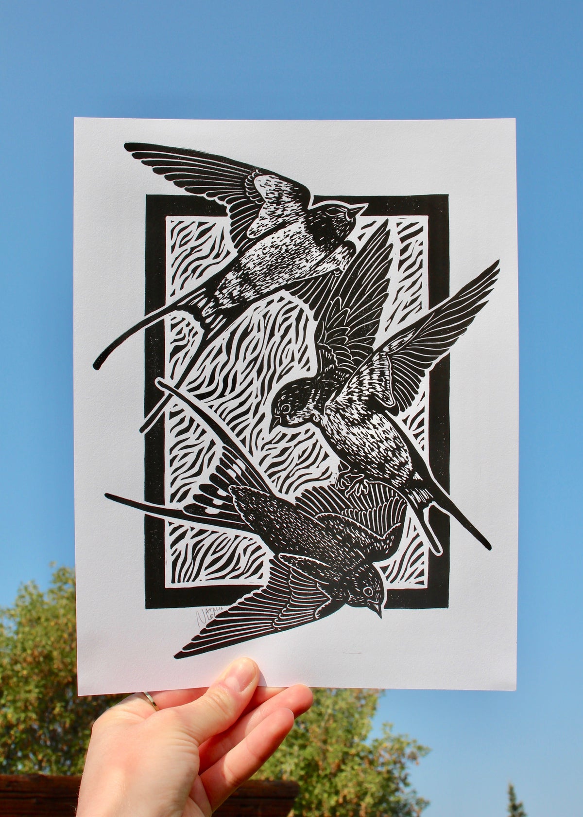 'Three Swallows' hand print