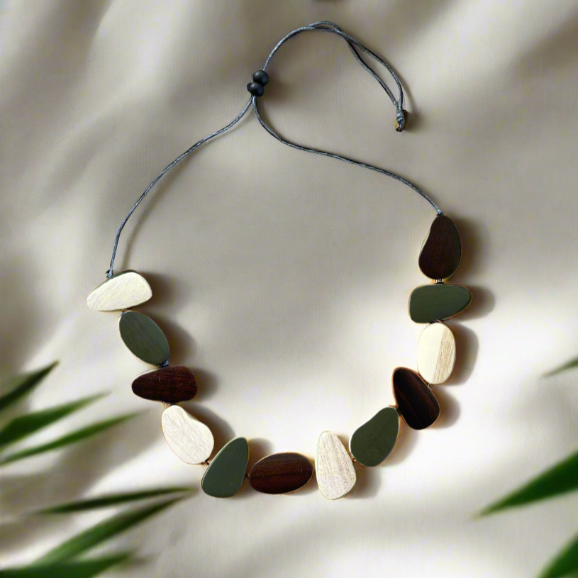 Wooden Pebble Necklace