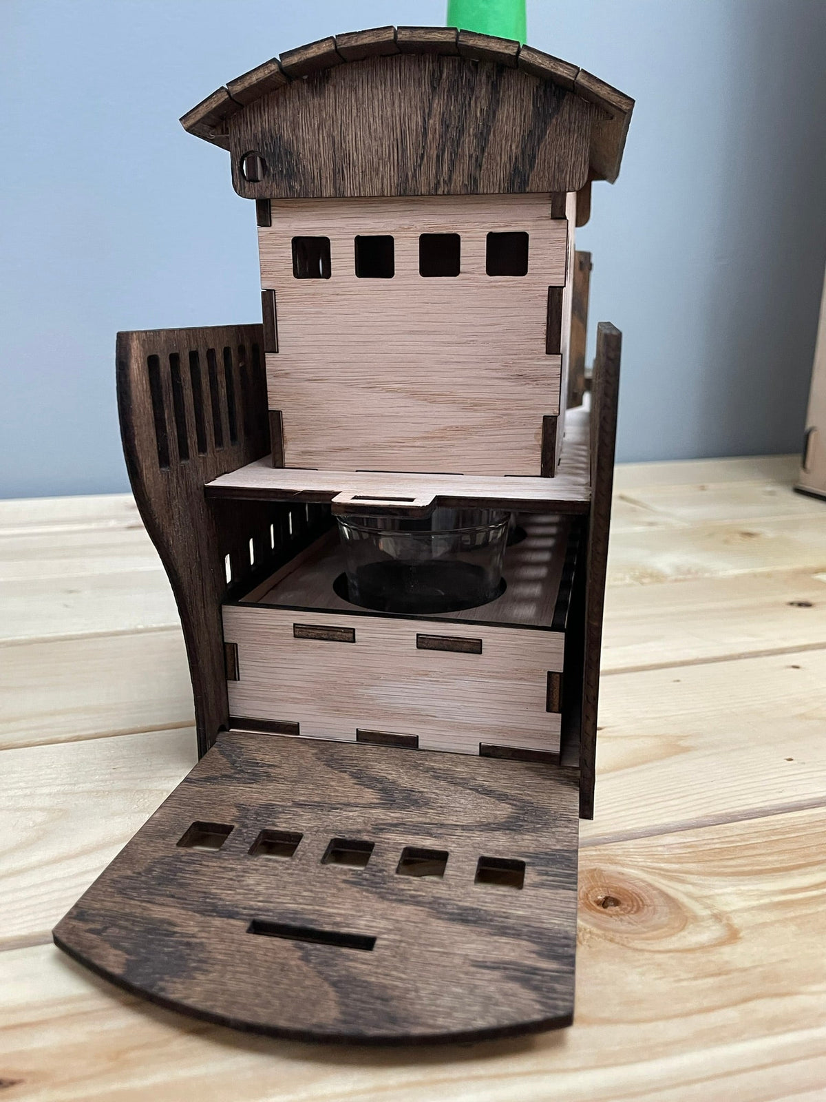 Wooden Ship-Shaped Wine Bottle Holder