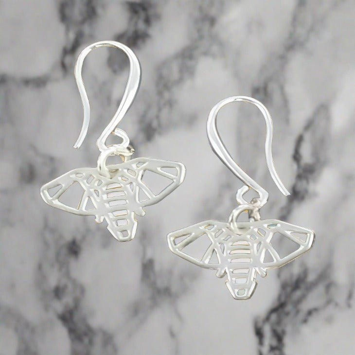 Elephant Charm Earrings In Silver Plate