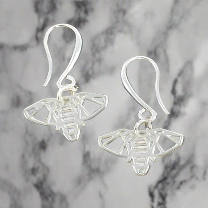 Elephant Charm Earrings In Silver Plate