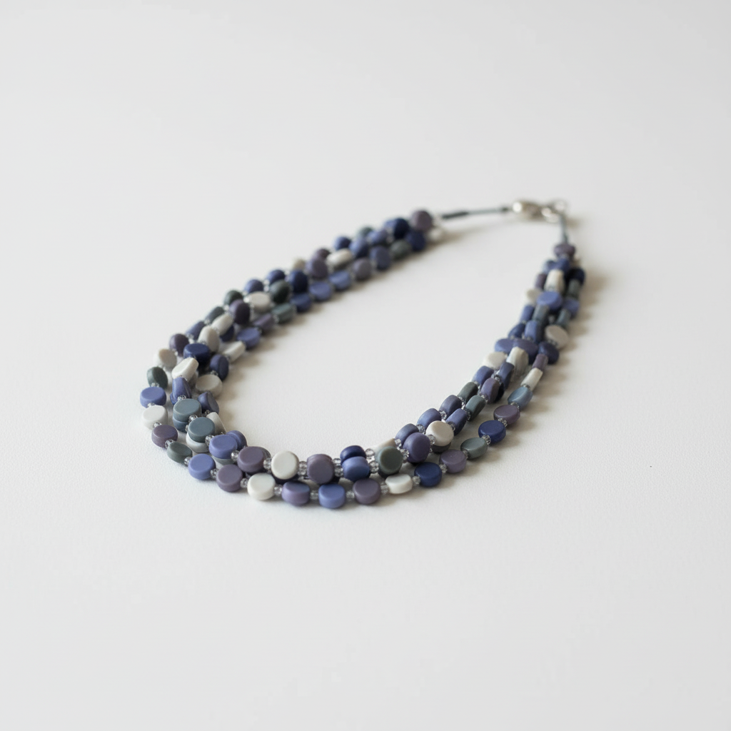 Collier disque en résine et perles de verre