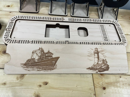 Large Custom Wooden Cribbage Board – 18″