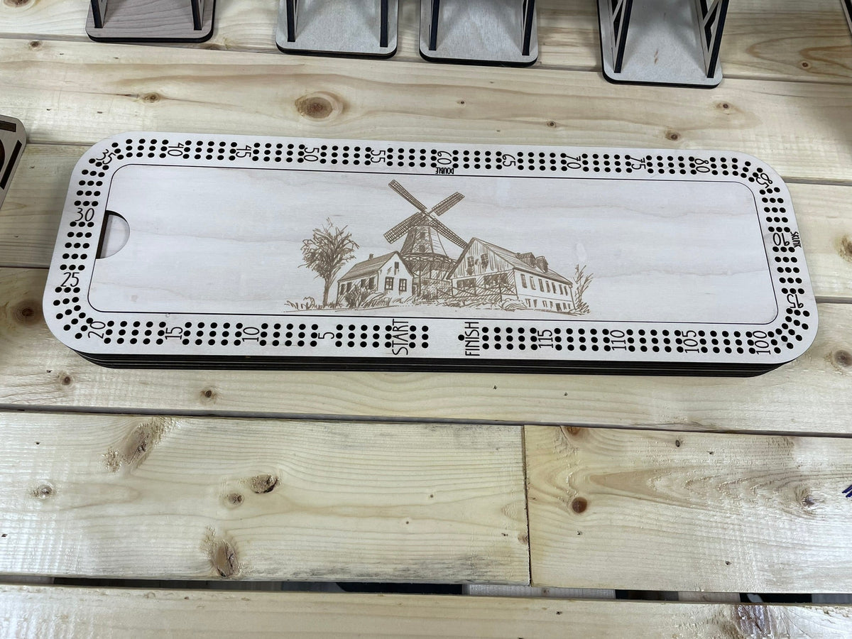 Large Custom Wooden Cribbage Board – 18″