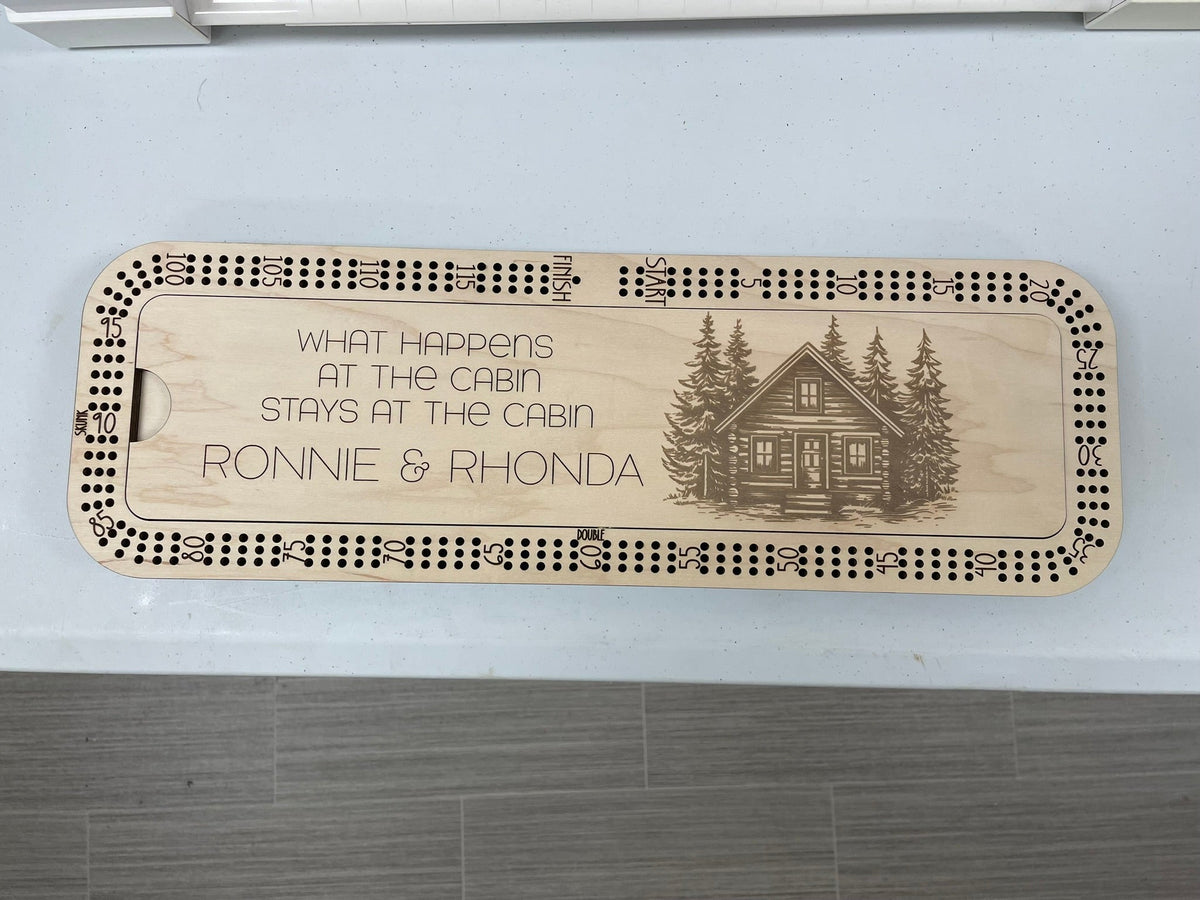 Large Custom Wooden Cribbage Board – 18″