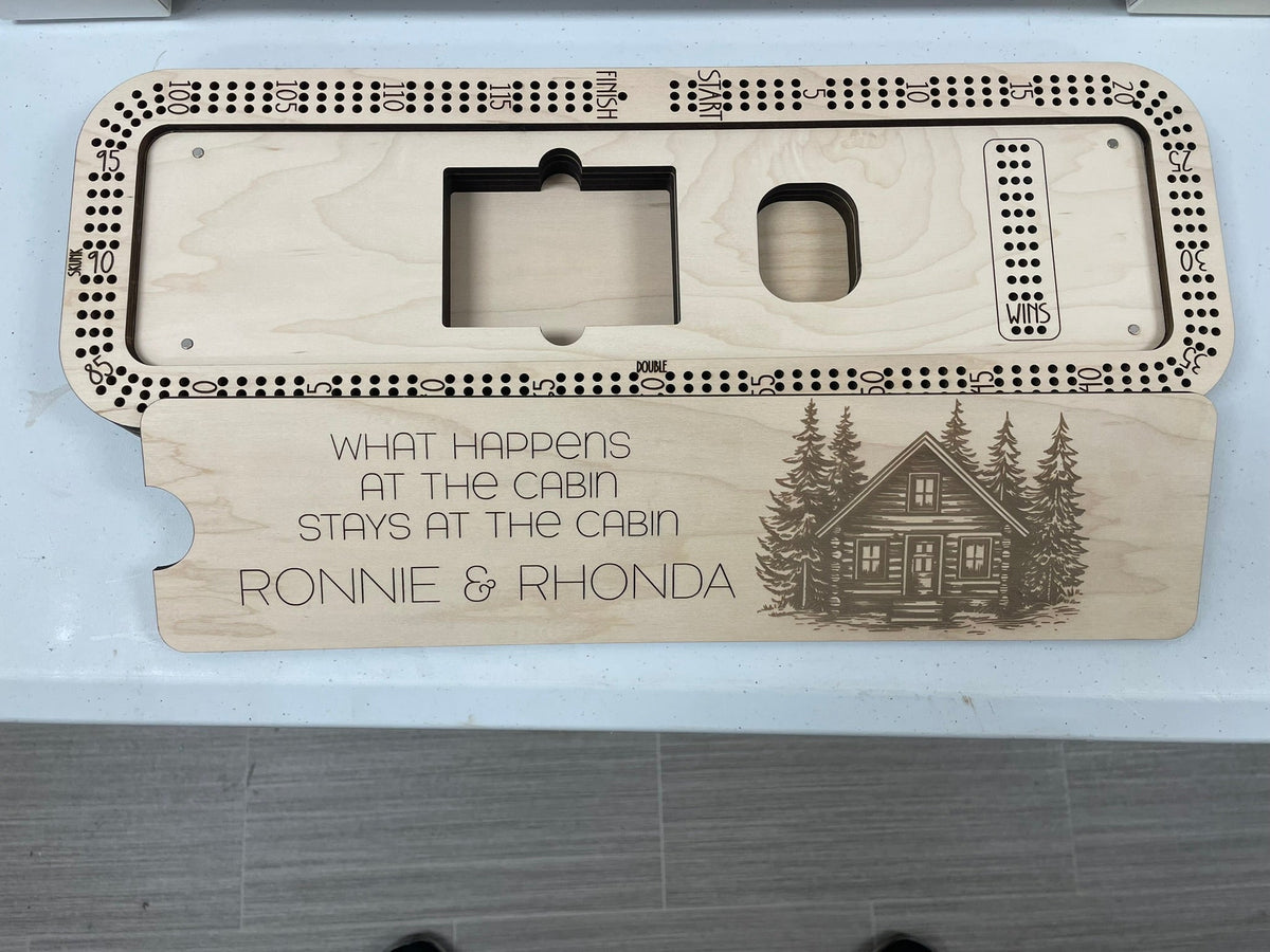 Large Custom Wooden Cribbage Board – 18″